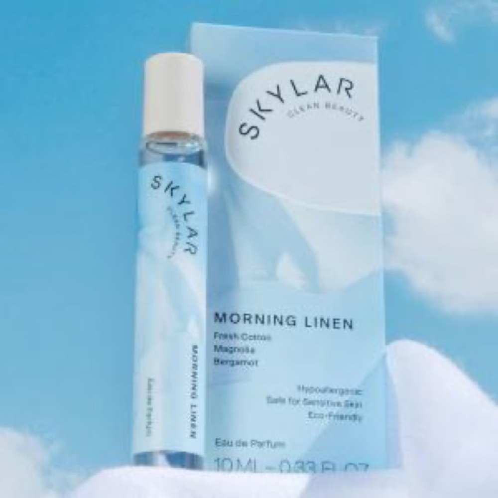 SKYLAR CLEAN BEAUTY MORNING LINEN WITH FRESH COTTON, MAGNOLIA & BERGAMOT .33 oz